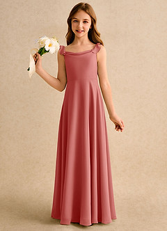 Azazie Puppy Girls Formal Flower Girl Dresses Antique Rose A-Line Pleated Chiffon Dress image3