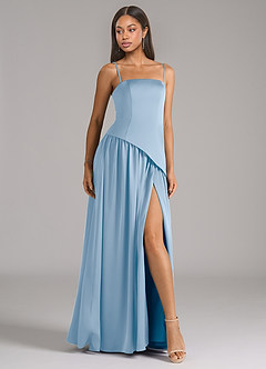 Azazie Adeline Bridesmaid Dresses Powder Blue A-Line Strapless Stretch Satin Convertible Dress image6