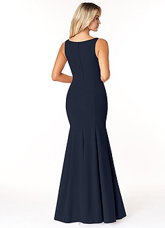 Azazie Rogue Bridesmaid Dresses Dark Navy Mermaid Scoop Side Slit Stretch Crepe Dress image2