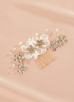 front Elegant White Rhinestones Fower Comb