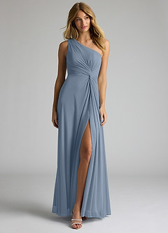 Azazie Brooke Bridesmaid Dresses Twilight A-Line One Shoulder Mesh Dress image4