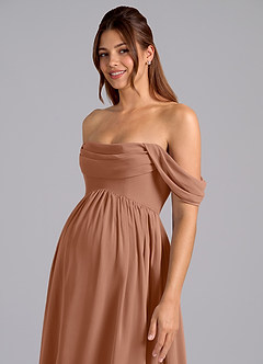 Azazie Saige Abiti da damigella d'onore premaman Abito A-Line Plissettato Chiffon Floor-Length image6