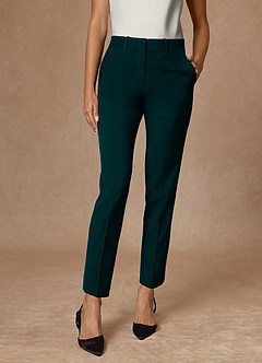 front Whitney Pine Structured Stretch Full Length Pants Suit