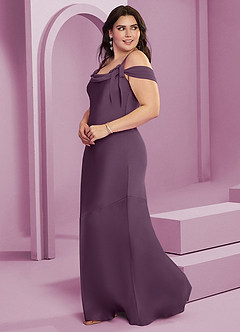Barbie ♥ Azazie Bridesmaid Dresses Plum Sheath Pleated Stretch Satin Dress image12