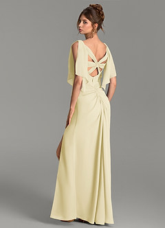 Azazie Ember Bridesmaid Dresses Lemon Sorbet Sheath Pleated Chiffon Dress image2