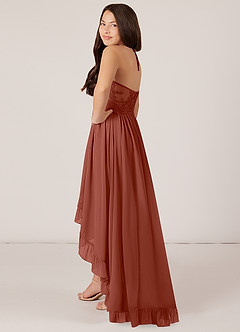 Azazie Sarafina Junior Auburn A-Line Lace Chiffon Dress image1