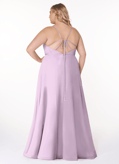 Azazie Everleigh Abiti da Damigella Abito A-Line in Chiffon con Scollo a Cuore a Pieghe Lilla Glassato image9