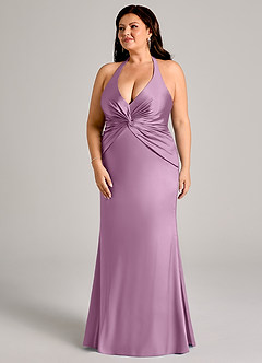 Azazie Valerie Suknie dla druhen Syrena Pofałdowany Satyna elastyczna Do ziemi Sukienka image11