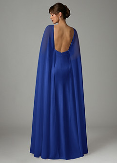 Azazie Stefania Robes de demoiselle d'honneur Robe Trapèze en Satin extensible Bleu Roi image4