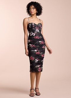 Alessandra Black Multi Midi Dress image1
