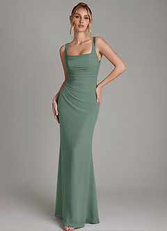 Azazie Agustina Bridesmaid Dresses Eucalyptus Mermaid Corset Chiffon Dress image4