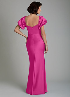 Azazie Lea Bridesmaid Dresses Fuchsia Mermaid Off the Shoulder Stretch Satin Convertible Dress image2