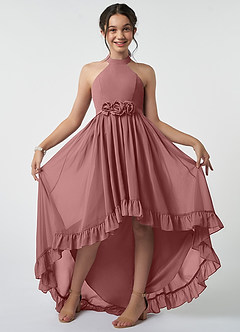 Azazie Hermione Junior Desert Rose A-Line Chiffon Dress image2