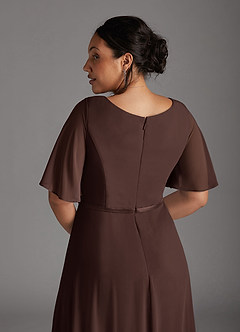 Azazie Tricia Mother of the Bride Dresses Ganache A-Line V-Neck Pleated Chiffon Dress image12