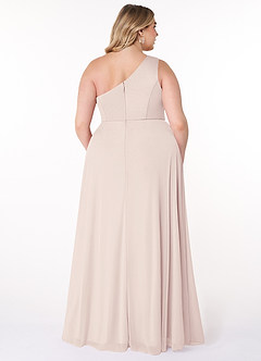 Azazie Brooke Bridesmaid Dresses Rose Petal A-Line One Shoulder Mesh Dress image7