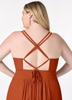 Azazie Farren Bridesmaid Dresses Burnt Orange A-Line Pleated Chiffon Convertible Dress image13