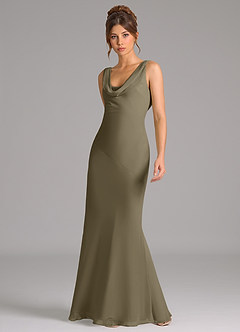 Azazie Rylina Bridesmaid Dresses Willow Green Mermaid Pleated Chiffon Dress image3