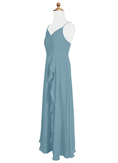 Azazie Naeem Junior Moody Blue A-Line Ruched Chiffon Dress image6