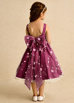 Azazie Bean vestidos de niña de las flores Vestido Borgoña de Tul de Corte Princesa con Sin mangas image2