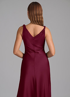 Azazie Nerine Bridesmaid Dresses Mulberry A-Line Pleated Stretch Satin Dress image2