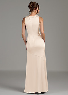 Azazie Kiara Robes de demoiselle d'honneur Robe Sirène en Satin extensible Plissée Albâtre Blanc image6