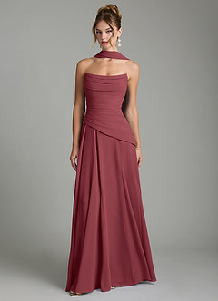 Azazie Gabriela Bridesmaid Dresses Merlot A-Line Corset Chiffon Dress image1