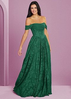 Barbie ♥ Azazie Jurken voor bruidsmeisjes Converteerbaar Jurk van Bloemen Burn-out met A-Lijn Off the Shoulder Smaragd image5