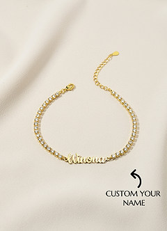 front Pulsera de tenis con diamantes de imitación y nombre personalizado