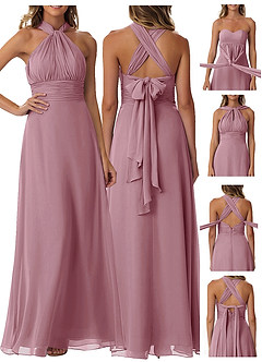 Azazie Fifi Bridesmaid Dresses Vintage Mauve A-Line Strapless Chiffon Convertible Dress image9