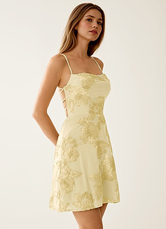 Lysandra Lemon Sorbet Stretch 3D Flowers Corset Mini Dress image6
