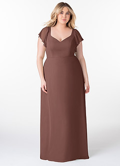 Azazie Syenna Bridesmaid Dresses Espresso A-Line Ruched Chiffon Dress image6