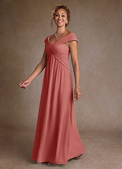 Azazie Myrtle Mother of the Bride Dresses Antique Rose A-Line Pleated Chiffon Dress image4