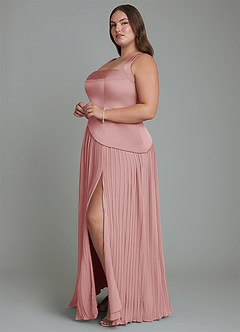 Azazie Stephanie Bridesmaid Dresses Dusty Rose A-Line Pleated Stretch Satin Dress image10