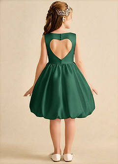 Azazie Nirvana Robe Demoiselle D'honneur Fillette Robe Princesse en Mat Satiné Rayé Vert Foncé image1