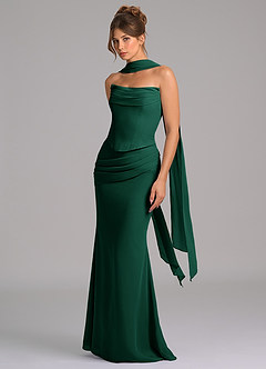 Azazie Sorrel Bridesmaid Dresses Emerald Mermaid Corset Chiffon Dress image5