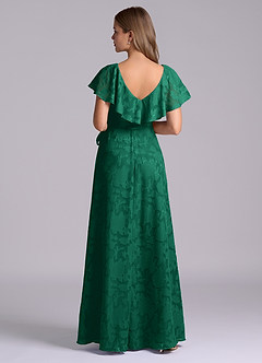 Azazie Lainey Jurken voor bruidsmeisjes Jurk van Bloemen Burn-out met A-Lijn met Zakken Smaragd image2