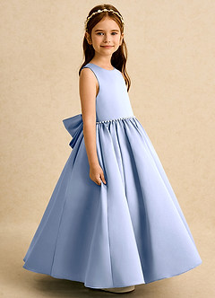 Azazie Daisies Flower Girl Dresses Ice Ball-Gown Bow Matte Satin Dress image6