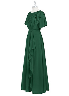 Azazie Aaliyah At-home Try On Dresses A-Line Scoop Pleated Chiffon Floor-Length Dress image10