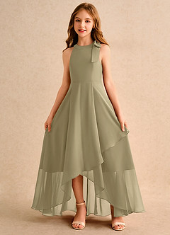 Azazie Boop Girls Formal Abiti da Ragazza di Fiori Abito A-Line in Chiffon Fiocco Verde Muschio image5