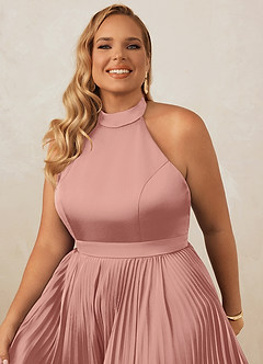 Christian Siriano Bridal for Azazie 1007 Bridesmaid Dresses Rosette A-Line Pleated Stretch Satin Dress image14