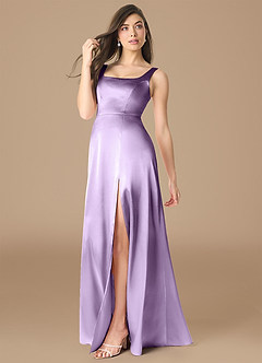 Azazie Joyce Brautjungfernkleider A-Linie Seitliche Cut-Outs Metallischer Satin Kleid Flieder image3