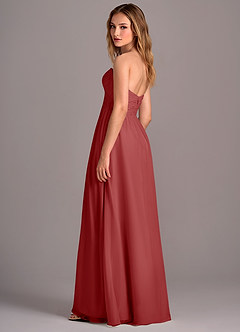Azazie Joni Robes de demoiselle d'honneur Robe Trapèze Convertible en Mousseline de soie Sans bretelle Rouille image3