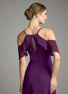 Azazie Dakota Bridesmaid Dresses Grape A-Line V-Neck Pleated Chiffon Dress image6