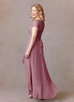 Azazie Mamie Mère de la mariée Robes Robe Trapèze en Mousseline de soie Dentelle Mauve Vintage image3