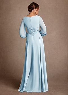 Azazie Yorba Mother of the Bride Dresses Sky Blue A-Line Lace Chiffon Dress image3