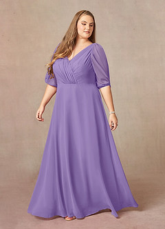 Azazie Bronwyn Mother of the Bride Dresses Tahiti A-Line V-Neck Ruched Chiffon Dress image8