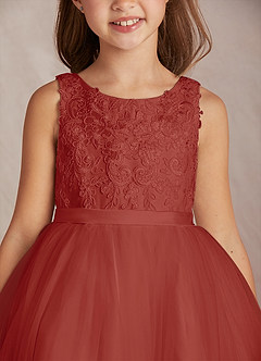 Azazie Calla Robe Demoiselle D'honneur Fillette Robe Princesse en Tulle Dentelle Terracotta image6
