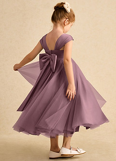 Azazie Chickadee Flower Girl Dresses Vintage Mauve Ball-Gown Sweetheart Neckline Matte Satin Dress image1