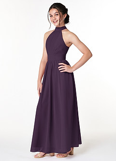 Azazie Iman Junior Plum A-Line Pleated Chiffon Dress image3