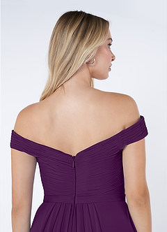 Azazie Audrianna Bridesmaid Dresses Grape A-Line Off-The-Shoulder Gathered Chiffon Convertible Dress image6